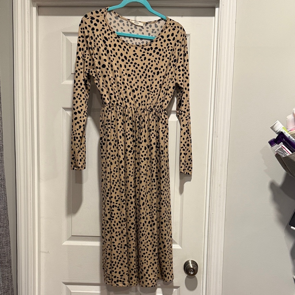 Long Sleeve Leopard Dress